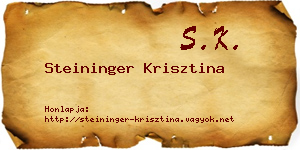 Steininger Krisztina névjegykártya